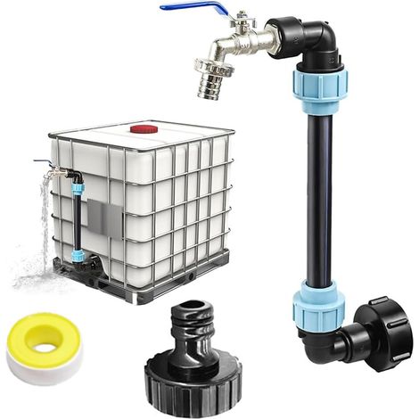 IBC Schwanenhals 3/4" Auslaufhahn, S60x6 Wasserhahn Absperrhahn Adapter für bequemes Befüllen der Gießkanne, IBC Tank Zubehör für 1000L Regenwassertank Wasserfass Regenfass Container (1/5)