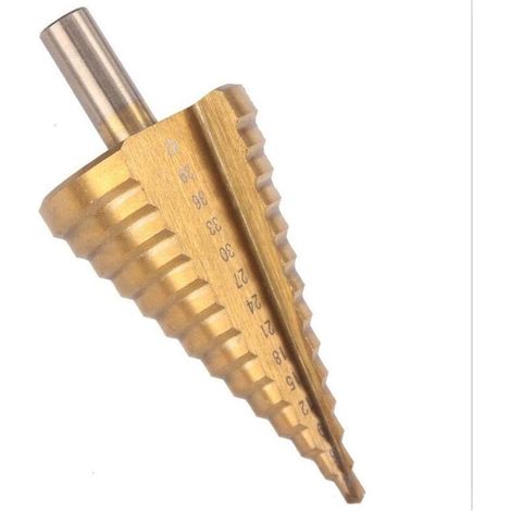 Broca cónica escalonada HSS - 4-42 mm - 14 tamaños - Herramienta de corte de orificios con vástago redondo de acero de alta velocidad (1/5)