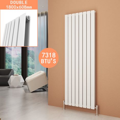 ELEGANT 1800 x 608 mm Vertical Column Designer Radiator Central Heating Radiator White Double Flat Panel (1/5)