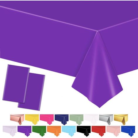Lot de 2 nappes violettes 137x274cm plastique imperméable pour fêtes