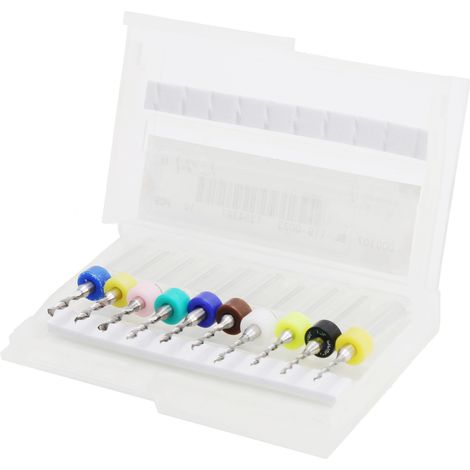 Set mit 10 Mikro-Hartmetallbohrern, 1,2 bis 2,1 mm, zum Bohren von Leiterplatten (1/5)