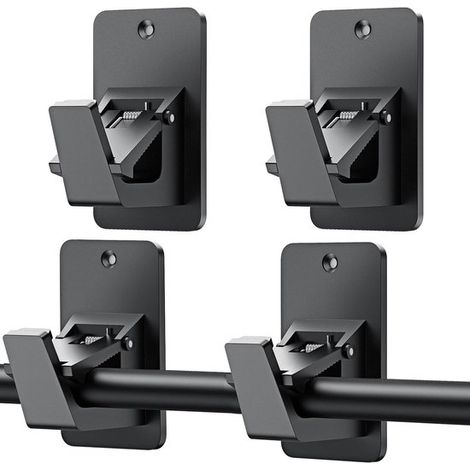 Dailygoods，Soporte autoadhesivo para barra de cortina，No requiere perforación，4 piezas，Negro，Gancho para cortina (1/5)