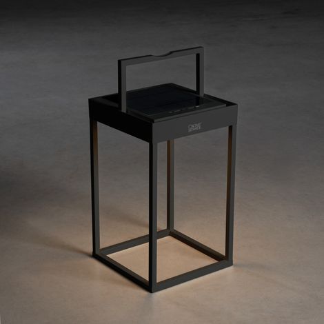 Konstsmide Portofino Lanterne à Effet Extérieur Solaire, USB 2700K, 3000K Marche, Arrêt, Crépuscule, Aube Noir, IP54 (1/2)
