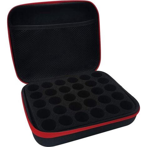 Boîte de rangement pour huile, 30 compartiments, sac de transport en EVA avec rembourrage en mousse, étui rigide étanche, rouge (1/4)