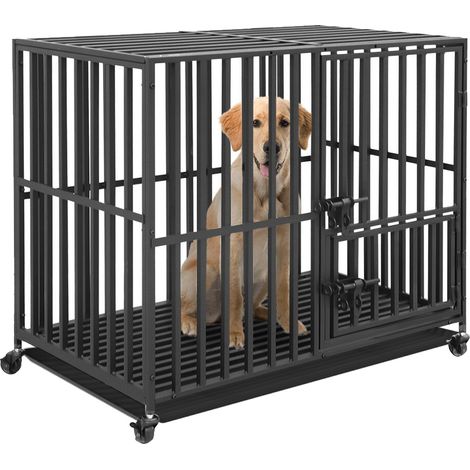 Bingo Paw – Cage pour chien grande taille – Cages de transport avec 3 portes – Dimensions L 95 x 81 x 57 cm – Matériau fer résistant à la corrosion