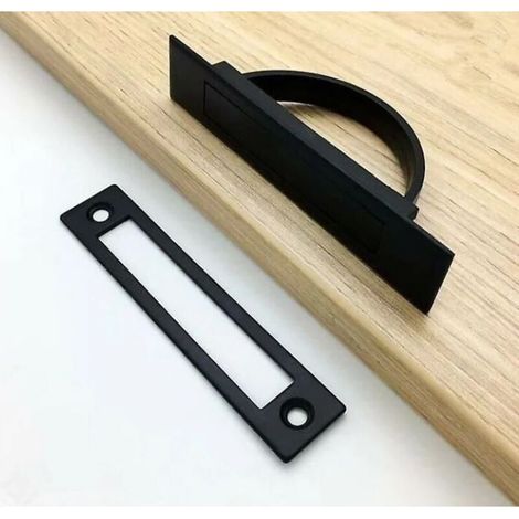 Poignée de porte encastrée Tatami Poignées cachées pratiques en alliage de zinc Bouton de sol encastré(noir) (1/3)