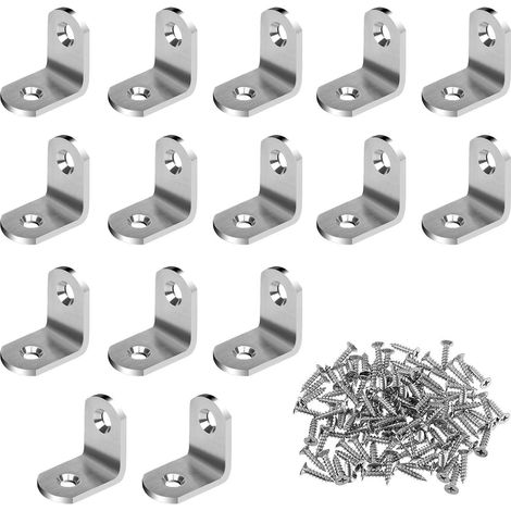 15 L-förmige Winkelhalterungen, 20 x 20 x 2 mm Edelstahl-Befestigungswinkel mit 30 Schrauben für Tisch, Stuhl und Schrank (1/5)
