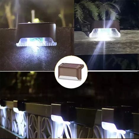 (1 pièce - Coquillage marron - Blanc) Lot de 12 lampes solaires d'extérieur étanches à LED, compatibles avec rampes, escaliers, marches, clôtures, jardins, patios et allées. (1/5)