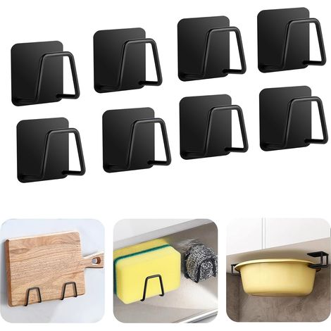 Juego de 8 soportes para esponjas de fregadero, soportes de acero inoxidable para esponjas de cocina, estante de almacenamiento autoadhesivo sin necesidad de taladrar, estante de almacenamiento para c (1/5)