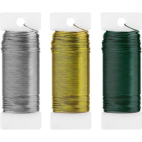 Dünner silberner und goldener Blumendraht 0,35 mm x 50 m vielseitiger Bindedraht für Pflanzen, Blumen und Gartenprojekte (1/5)