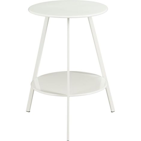 Guéridon de Jardin et Intérieur en Métal Blanc Bout de Canapé Design Industriel H58 x Ø46 cm - PANGIVO (1/5)