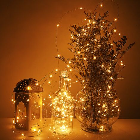 Deuba Lichterkette Micro LED Draht Batteriebetrieben Drahtlichterkette Weihnachtsdeko Silberdraht Batterie Weihnachten  200 LEDs - Trafo (1/5)