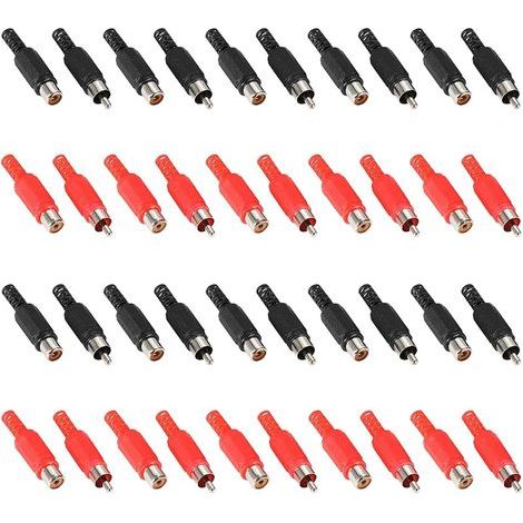 40 Pcs Adaptateur de prise RCA à souder, connecteur audio vidéo de remplacement, prise RCA mâle et femelle (1/5)