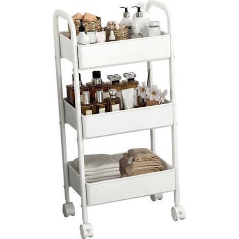 Chariot utilitaire roulant à 3 niveaux, étagère de rangement multifonctionnelle avec roulettes pour chambre, cuisine, bureau, dortoir (1/5)