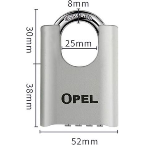 Cadenas Code 4 Chiffres, 52mm Cadenas Extérieur Etanche, Robuste et Antivol, 8mm Loquet Cadenas à CombinaisonGris, poutre couverte 50mm (1/5)