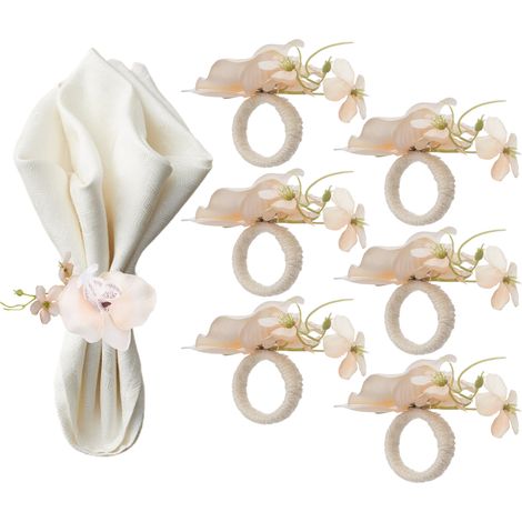 Boucle de serviette Phalaenopsis, anneau artificiel élégant pour décoration de Table de mariage, Champagne (1/5)