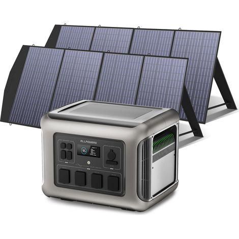 Portable Power Station Solar Generator 2016Wh LiFePO4 with 2Pcs 200W Solar Panel for RV, Home Backup, Emergency, Outdoor Camping Allpowers R2500 (1/5)