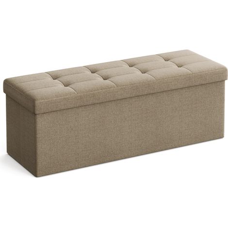 Panca contenitore pieghevole in tessuto effetto lino taupe (1/5)