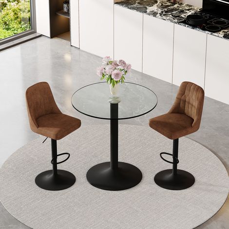 Conjunto mesa alta y 2 taburetes giratorios OKMYHOME (1/5)