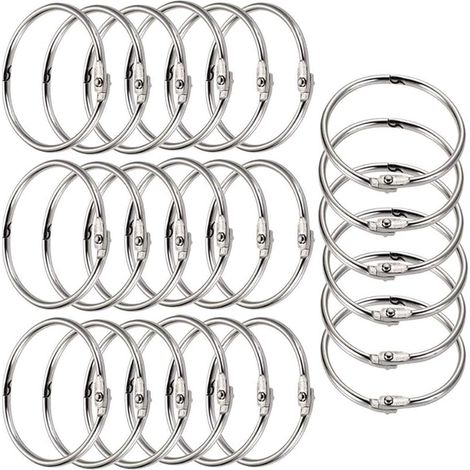 Anneaux de Livre,Anneau de Rideau,50 Pièces Métalliques Articulés de Reliure pour Cartes,Porte-clés Bricolage Classeur Rideaux Anneau (1/5)