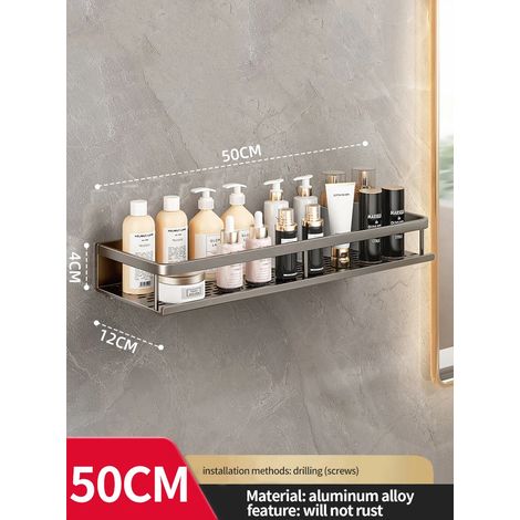 Étagère d'angle jaune et blanche (50 cm, grise) - Organisateur de salle de bain, étagère de rangement pour toilettes, porte-shampoing, étagère de rangement pour cuisine (1/5)