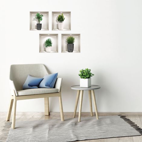 Stickers 3D plantes dans les pots designs 60 x 60 cm (1/4)
