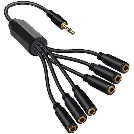 Adaptateur audio AUX stéréo pour PC : câble répartiteur pour casque audio 3,5 mm mâle TRS vers 6 ports 3,5 mm femelle (1/5)