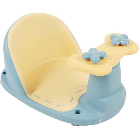 Siège de bain pour bébé antidérapant en polypropylène, portable, avec ventouses de sécurité pour salle de bain (bleu). (1/4)