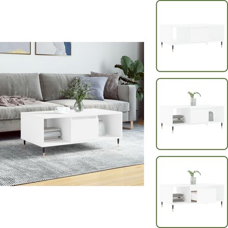 The Living Store Couchtisch Weiß 90x50x36,5 cm Holzwerkstoff - Couchtisch - Wohnzimmerstil - Weißer Couchtisch - Holzwerkstoff Möbel - Sideboard (1/5)