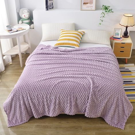 Couverture Polaire - 200 x 120 cm - 100 % Polyester - Pour Canapé Lit ou Sofa - Violet - 1 Pièce (1/5)