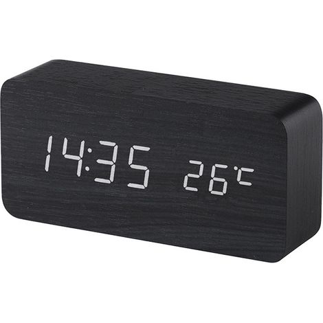 Réveil numérique en bois avec 3 réglages d'alarme et 3 niveaux de luminosité, affichage électronique de l'heure par LED, style 2 (1/5)