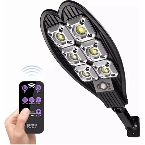 108COB Lampe solaire LED étanche avec télécommande PIR Détecteur de mouvement Lampe solaire pour jardin Sécurité murale (1/5)