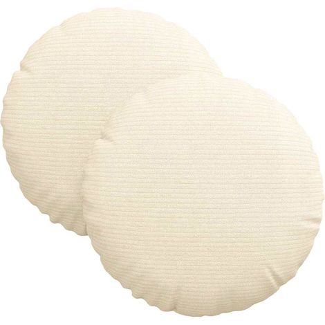 Seat Cushions 2 pcs Cream Ø30 x 13 cm Corduroy Fabric vidaXL