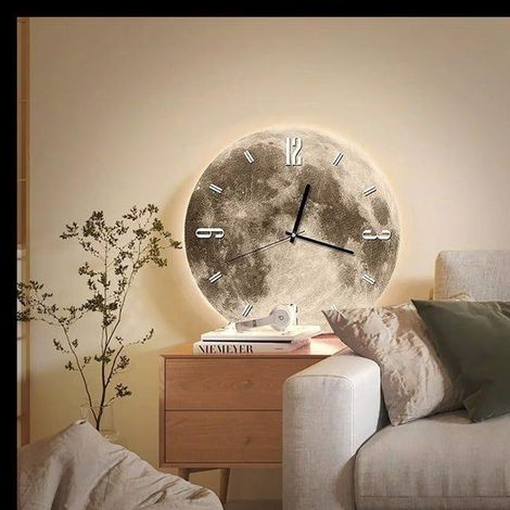 Applique murale horloge haut de gamme, lampe décorative élégante pour salon, lumière d'ambiance LED de 40 cm de diamètre + câble USB de 2 mètres. (1/5)
