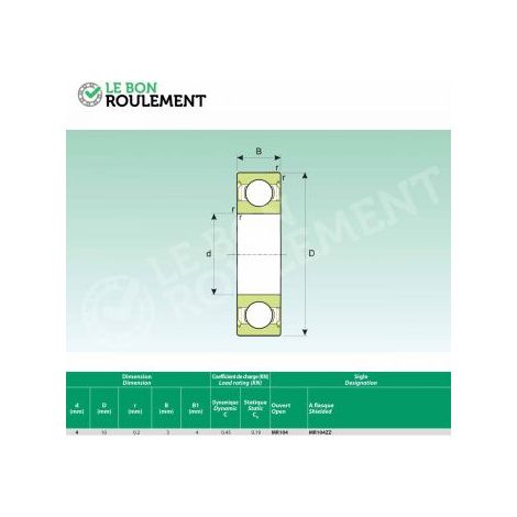 Roulement à billes MR104-ZZ-INOX