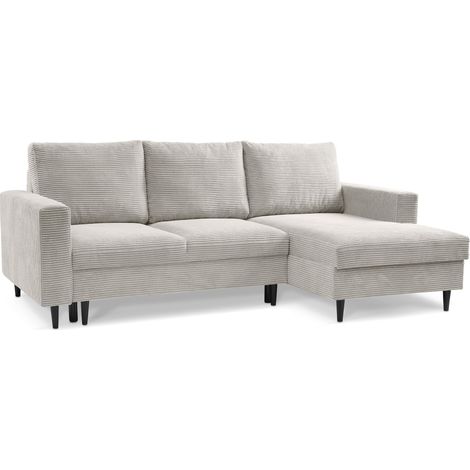 Selsey Nalika - Ecksofa mit Schlaffunktion, Kordsamt-Bezug, hellbeige, rechtsseitig (1/5)