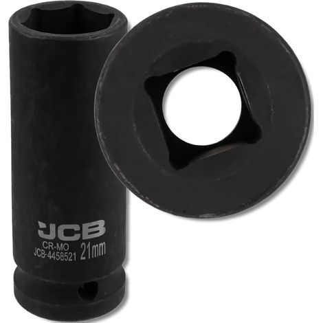 JCB TIEFER SCHLAGSCHLAG-STECKSCHLÜSSEL 1/2" Cr-Mo 6-Kant 21mm STECKSCHLÜSSEL