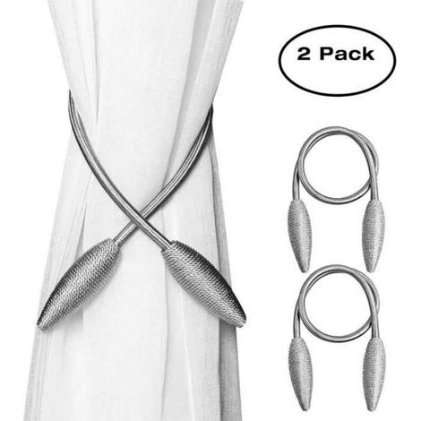 Sangles de rideaux gris argenté 2 pièces, boucles de rideaux, accessoires pour stores (1/4)