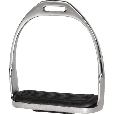 Etriers en fer nickelé avec repose-pieds en caoutchouc 12 CM