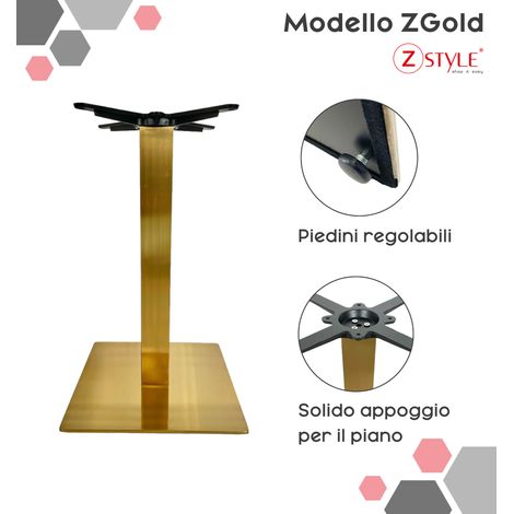 Base per tavolo in acciaio gold - ZStyle base tavolo, gamba tavolino , piede centrale, metallo, per catering bar ristoranti bistrot - basamento - per interno / esterno (1/4)