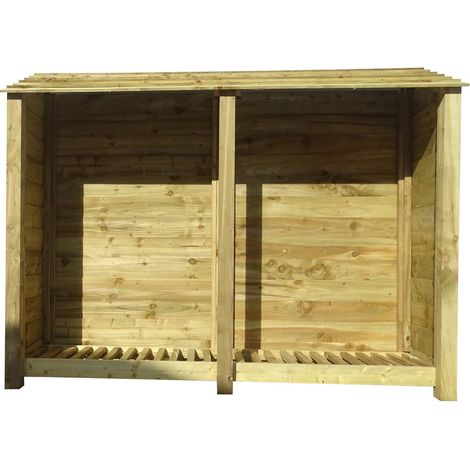 Wooden Log Store, W187xH180cm (Light green, natural finish)