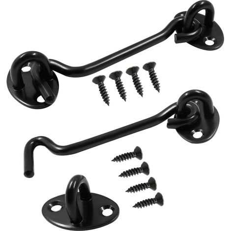 Loquet de porte, serrure de porte de grange, loquet coulissant en acier inoxydable de 10 cm, noir, paquet de 2 (1/5)