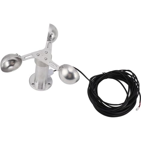 Anemometro con sensore di velocità del vento in lega di alluminio a 3 tazze, 0-3,8 V, ideale per centrali elettriche e monitoraggio meteorologico.