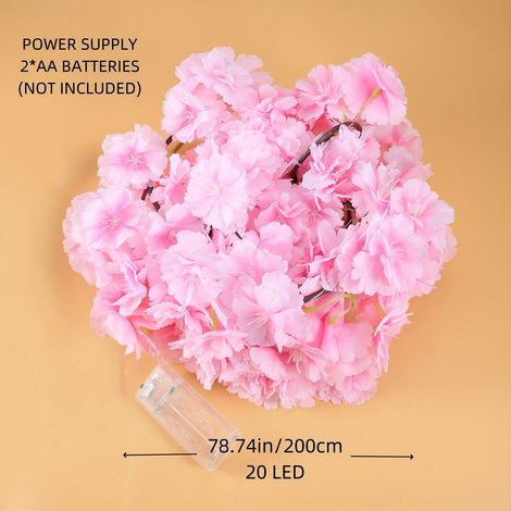Branche de cerisier artificielle lumineuse, guirlande florale LED, déco murale et jardin, 1 pièce, rose, pour mariage, fête, maison (1/5)