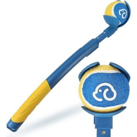 Lanceur de balle pour chien - PZCC - Extensible - Long. réglable 18–27,5 pouces - Ø balles 2,2–3,7 pouces - Ramassage mains libres (1/5)