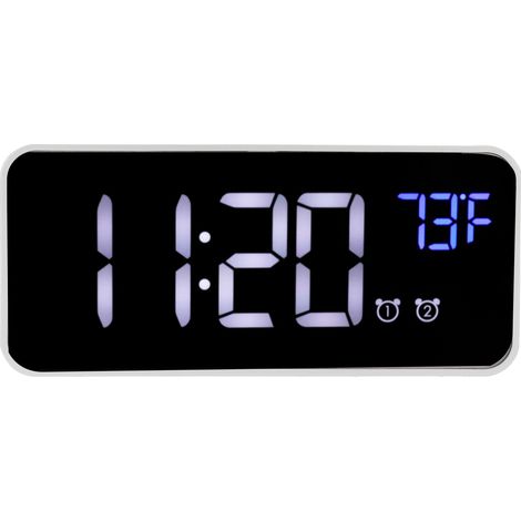 Réveil numérique LED avec thermomètre et fonction snooze, chargement USB, décoration pour chambre ou bureau, argent (1/5)