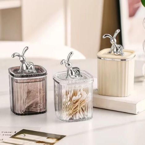 Porte-cure-dents luxueux et élégant, pour la maison, original et haut de gamme, boîte de rangement pour cotons-tiges, boîte à fil dentaire, contenant pour cure-dents, jaune laiteux (1/5)