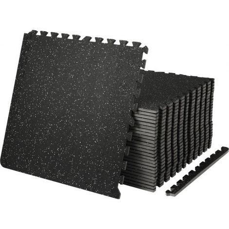 Tapis en Caoutchouc à Emboîtement 25 pcs Protections Sol en Mousse 14 mm d'Épaisseur Tapis de Sol Emboîtables 9,3 m² Noir Gris (1/3)