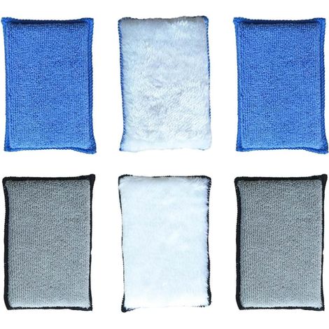 6 pièces Éponge de nettoyage pour intérieur de voiture,139cm Tampons de nettoyage en microfibre,Éponge de nettoyage intérieur (1/5)
