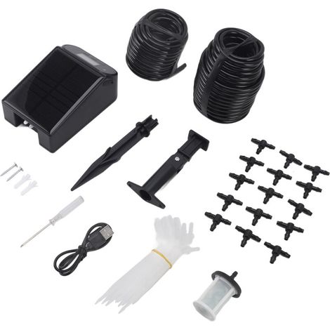 Kit di irrigazione e innaffiatura a energia solare SW15, sistema automatico per la cura dei fiori con sincronizzazione per 15 piante in vaso.